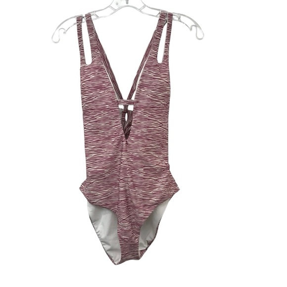 BECCA Women’s Deep V Neck Teardrop One Piece Swimsuit Size Large Kenya - Picture 2 of 5